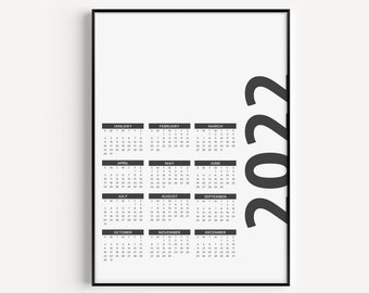 Black White Calendar | Etsy Uk