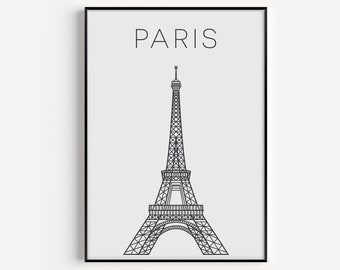 Wall Art Print, Paris Print, Paris Poster, Paris Wall Art, Travel Print, Minimalist Print, Black and White, Prints, Wall Art, Travel Poster