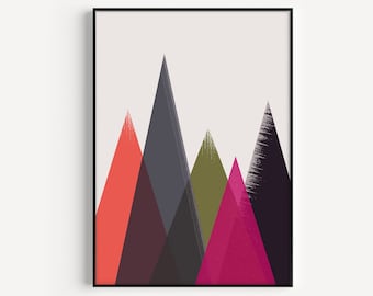 Wall Art Print, Scandinavian Print, Geometric Print, Mountain Wall Art, Prints, Mountain Print, Fine Art Print, Wall Art, Scandi Wall Art