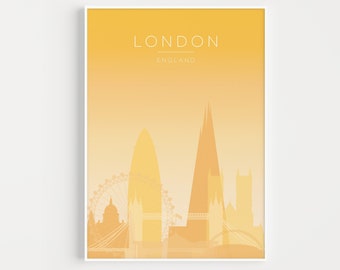 London Print, London Poster, Yellow Wall Art, Travel Print, Wall Art Print, Yellow, Poster, London Travel Print, London Wall Art, Travel Art
