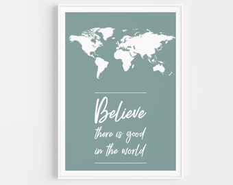 Quote Print, Quote Art, Wall Art Print, Minimalist Print, Minimalist Art, World Print, Minimalist, Modern Art, Map Print, Map Art, Quote