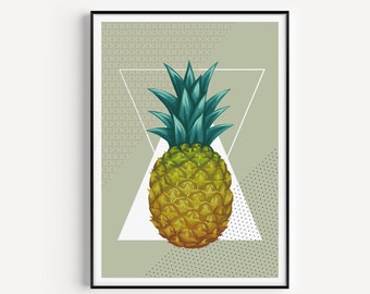 Impresión de arte de pared, Arte de pared, Arte de pared de piña, Impresión de piña, Arte de pared minimalista, Impresiones, Impresión de verano, Impresión minimalista, Piña, Arte