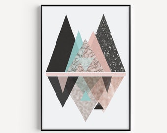 Wall Art, Mountain Print, Geometric Print, Modern Wall Art, Scandinavian, Prints, Mountain Wall Art, Art Print, Fine Art, Wall Art Print