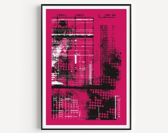 Wall Art Print, Pink Print, Art Prints, Neon Print, Pink Wall Art, Neon, Grunge Print, Industrial Print, Modern Wall Art, Industrial, Prints
