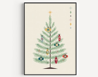 Mid Century Modern, Christmas Print, Mid Century Christmas, Christmas, Prints, Xmas Art Print, Mid Century Print, Wall Art Print, Art Prints