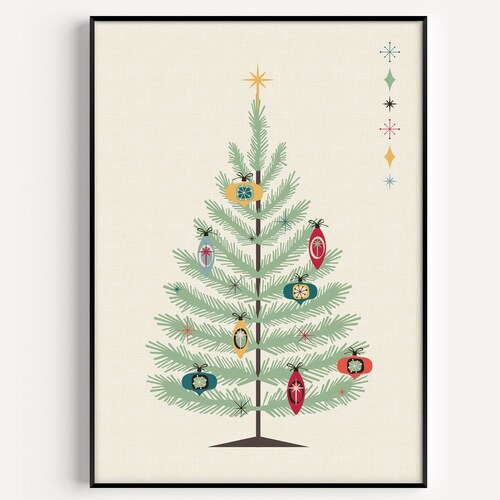 Set of Prints Christmas Prints Mid Century Modern Print - Etsy