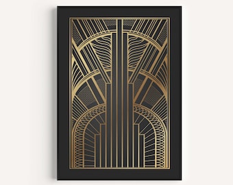Art Deco Print, Art Deco Wall Art, Black Gold Print, Art Deco, Black Art Deco Print, Deco, Prints, Black, Art Deco Wall Art, Art Deco Poster