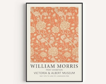 William Morris Print, Wall Art Print, Orange Print, Floral Print, Rustic Print, Flower Wall Art, Pattern Print, William Morris, Poster