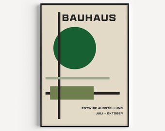 Póster Bauhaus, Impresión de arte mural, Impresión verde, Arte mural Bauhaus, Impresión Bauhaus, Bauhaus verde, Impresión minimalista, Bauhaus, Verde, Arte mural