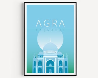 Affiche Taj Mahal, Impression de voyage minimaliste, Impressions d’art mural, Voyage moderne, Impression en Inde, Art de voyage moderne, Art mural minimaliste, Art indien