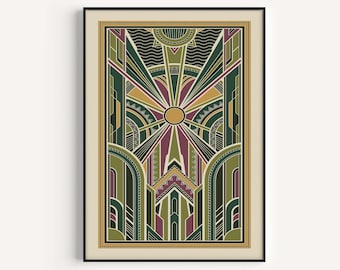 Art Deco Print, Green Yellow Print, Green Art Deco, Wall Art Print, Art Deco, Art Print, Luxe Art Deco, Prints, Wall Art, Art Deco Poster