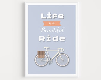 Quote Print, Wall Art, Mid Century Print, Wall Art Print, Bike Print, Mid Century Modern, Bicycle Print, Modern Print, Scandinavian Print,