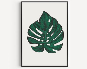 Botanical Print, Monstera Print, Green Print, Art Print, Green, Botanical Poster, Monstera, Prints, Wall Art, Green Wall Art, Leaves Print