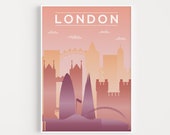 Affiche de la ville de Londres, impression de voyage, art mural, affiche de la ville moderne, art de voyage moderne, impression du paysage urbain, art de Londres, impression de Londres, affiche de Londres