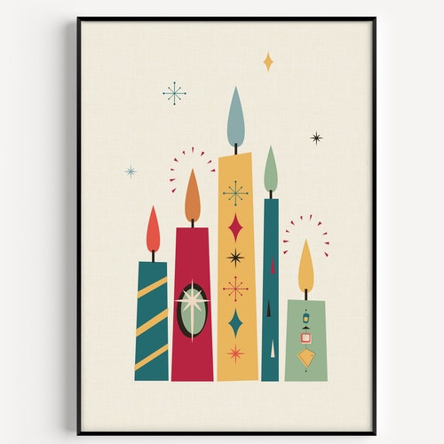 Set of Prints Christmas Prints Mid Century Modern Print - Etsy