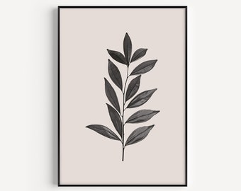 Wall Art Print, Leaf Print, Botanical Print, Leaf Wall Art, Neutral, Beige Print, Beige Black, Prints, Neutral Print, Minimalist, Wall Art