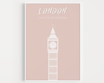 London Print, Wall Art Print, London Poster, Pink Wall Art, London Wall Art, Travel Print, Travel Poster, Art Print, Travel Wall Art, London