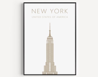 New York Print, Minimalist, New York Poster, Wall Art, City, Travel Print, Travel Poster, New York Wall Art, Art Print, Travel Art, New York