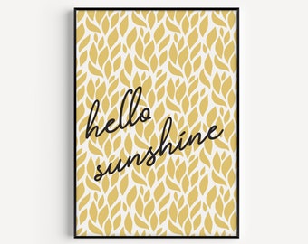 Wall Art, Quote Print, Prints, Hello Sunshine, Quote Wall Art, Wall Art Print, Nordic, Scandi Print, Fine Art Print, Scandinavian Prints