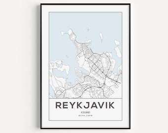 Reykjavik Map Print, Iceland Print, Art Print, Reykjavik Print, Map Poster, Travel Print, Print, Reykjavik, Iceland Map, Iceland, Wall Art