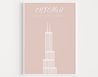 Wall Art Print, Chicago Print, Pink Print, Travel Print, Pink Wall Art, Art Print, Chicago, Prints, Chicago Wall Art, Wall Art, Travel