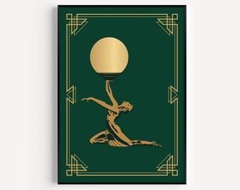 Art Deco Print, Green Gold, Art Deco Wall Art, Green Print, Art Deco, Green Art Deco, Deco, Prints, Green, Wall Art, Art Deco Poster