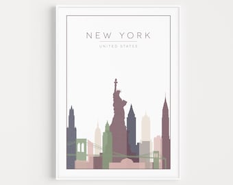 Wall Art, New York Poster, New York Wall Art, New York Print, Minimalist City, Minimalist Wall Art, New York, Modern Travel, Travel Wall Art