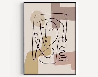 Line Art Print, Wall Art Print, Picasso, Prints, Neutral Print, Picasso Wall Art, Beige Print, Picasso Print, Wall Art, Minimalist Print