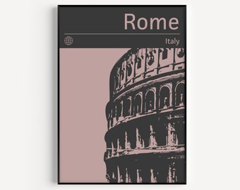 Italy Wall Art, Travel Print, Rome Print, Travel Poster, Art Print, Wall Art Print, Italy Poster, Pink Print, Pink, Travel Poster, Rome Art