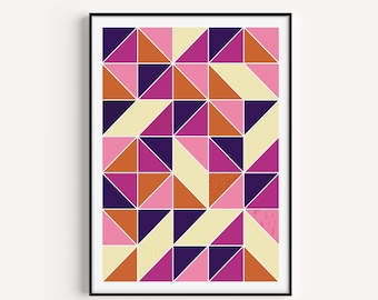 Geometric Print, Triangles Print, Geometric Wall Art, Wall Art Print, Pink Wall Art, Pink, Prints, Scandinavian Print, Fine Art Print, Art