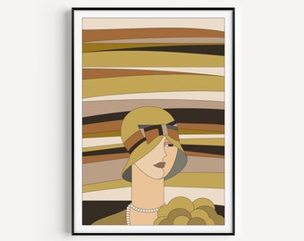 Art Deco Print, Beige Print, Art Deco Poster, Art Deco, Art Deco Wall Art, Gold Art Deco Print, Gold Wall Art, Deco Print, Wall Art Print
