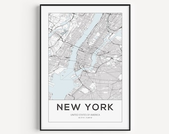 New York Map Print, New York Print, Wall Art, New York Map, Map Print, New York Wall Art, Map Wall Art, New York, Map Art Print, Map Poster