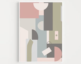 Wall Art, Geometric Print, Wall Art Print, Abstract Print, Art Print, Geometric, Prints, Minimalist Print, Pink Wall Art, Scandinavian Print