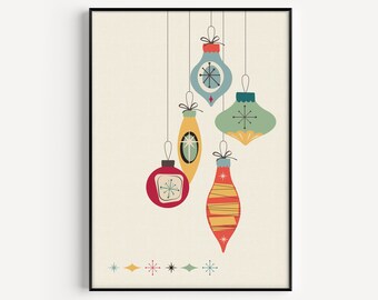 Christmas Print, Christmas, Mid Century Modern, Prints, Mid Century Wall Art, Art Print, Christmas Wall Art, Mid Century Print, Wall Art