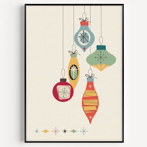 Christmas Printable Mid Century Modern Printable Wall Art - Etsy