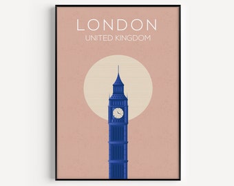 London Poster, Pink Print, London, Art Print, Wall Art, London Wall Art, London Print, Travel Wall Art, Travel Poster, London Gift, Pink