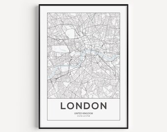 London Karte Drucken, Wandkunst, London Druck, London Karte Poster, London Wandkunst, Reise Druck, Karte Wandkunst, Drucke, Reise Wandkunst, Kunstdruck
