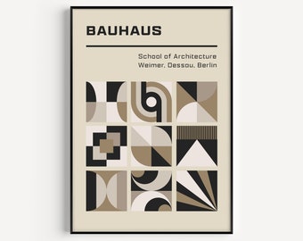 Wall Art Print, Bauhaus, Prints, Beige Black, Bauhaus Wall Art, Boho Print, Bauhaus Print, Neutral Print, Bauhaus Poster, Minimalist Print