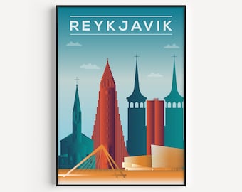 Art Print, Reykjavik Print, Travel Print, Reykjavik Poster, Reykjavik, Travel Poster, Wall Art, Island, Wall Art Print, Travel Wall Art