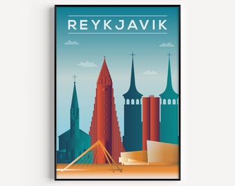 Art Print, Reykjavik Print, Travel Print, Reykjavik Poster, Reykjavik, Travel Poster, Wall Art, Iceland, Wall Art Print, Travel Wall Art