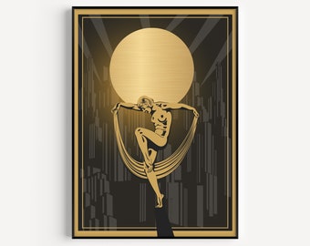 Art Deco Print, Art Deco Wall Art, Gold Art Deco, Art Deco Poster, Wall Art Print, Black Gold Print, Art Deco, Wall Art, Black Art Deco