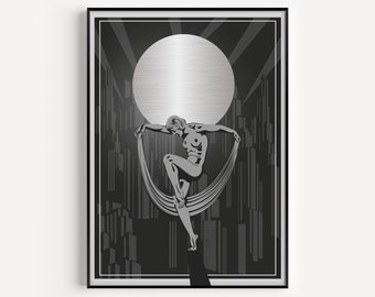 Art Deco Print, Art Deco Wall Art, Silver Art Deco, Art Deco Poster, Wall Art Print, Black Silver Print, Art Deco, Wall Art, Black Art Deco