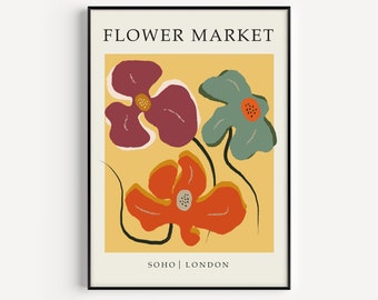Flower Market Print, Wall Art Print, London Flower Market, Flower Print, Flower Wall Art, Market Poster, London Print, Flower Market, Poster
