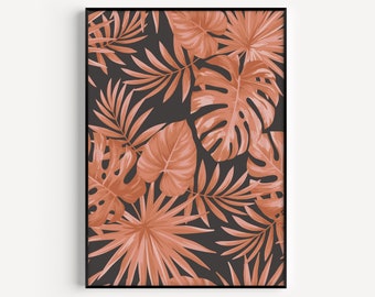 Botanical Print, Wall Art, Monstera Wall Art, Prints, Scandinavian Print, Terracotta, Art Print, Palm, Leaves Wall Art, Minimalist Print