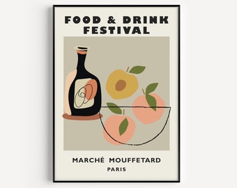 Food Market Print, Wall Art Print, Kitchen Print, Food Festival, Food Print, Minimalist, Food and Drink Print, Paris Print, New Home Gift