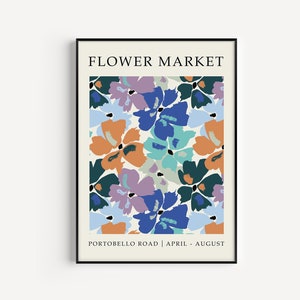 Blue Print, Flower Print, Flower Market Print, Wall Art, Floral Print, Blue, Flower Market, Pattern Print, Blue Art Print, Market Poster