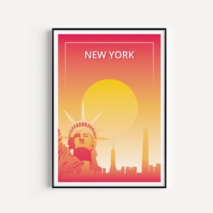 New York Poster, New York Wall Art, Minimalist Travel Print, Wall Art Prints, Modern Travel, New York Print, Travel Wall Art, Minimalist