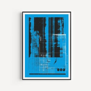 Blue Print, Blue Wall Art, Industrial Print, Minimalist Print, Wall Art, Grunge Poster, Industrial Art Print, Grunge Art Print, Industrial