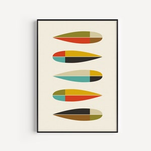 Mid Century Print, Leaf Print, Mid Century Modern, Retro Print, Mid Century, Leaf Wall Art, Retro Poster, Wall Art Print, Mid Century Poster