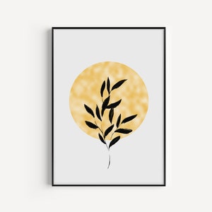 Botanical Print, Wall Art Print, Yellow Print, Leaf Print, Prints, Scandinavian Print, Yellow, Art Print, Leaves Wall Art, Minimalist Print
